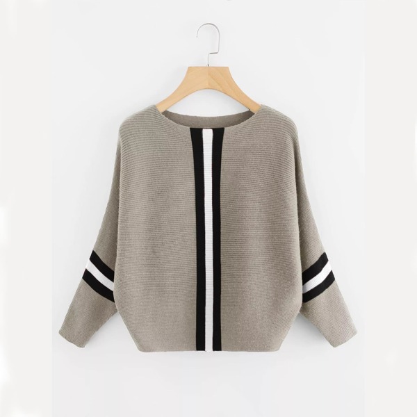 

Plus Stripe Contrast Knit Jumper