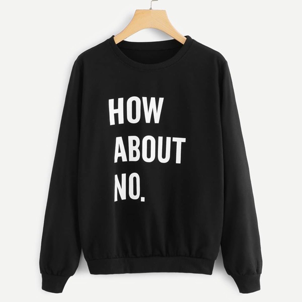 

Slogan Graphic Sweatshirt, Black