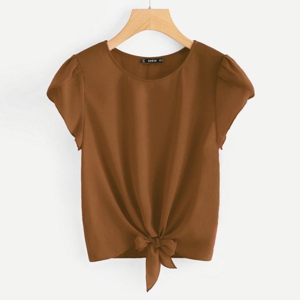 

Tulip Sleeve Knot Front Top