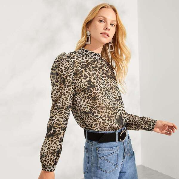 

Leopard Print Mock Tee