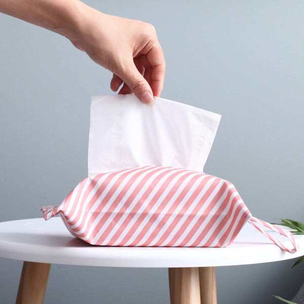

Striped Pattern Tissue Cover, Pink