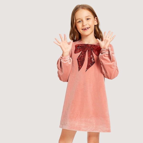 

Girls Bow With Sequin Tunic Dress