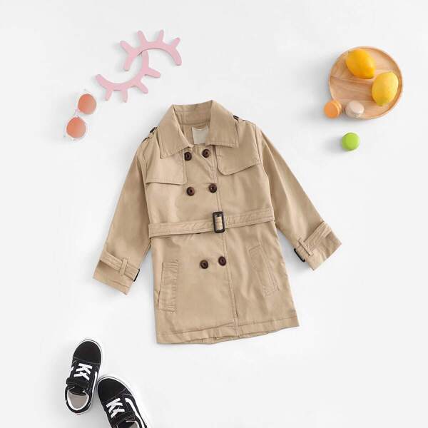 

Toddler Girls Self Tie Double Breasted Outerwear