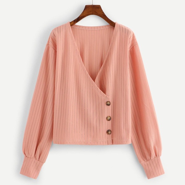 

Button Detail Wrap Blouse