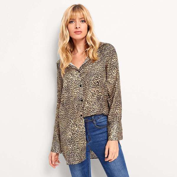 

Single Breasted Leopard Blouse