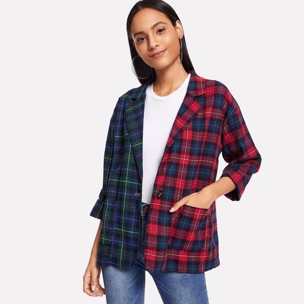 

Tartan Single Button Blazer