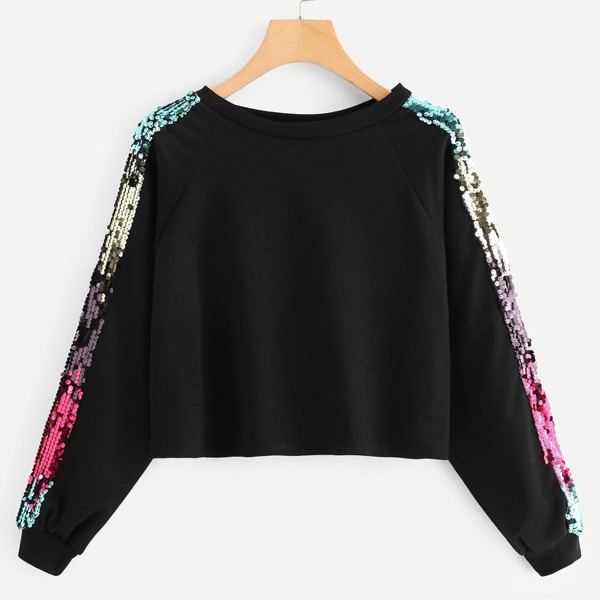 

Contrast Sequin Sweatshirt, Black
