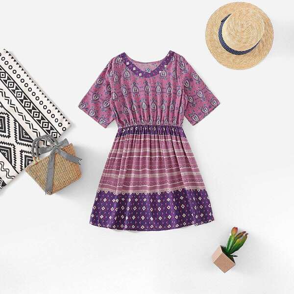 

Girls Mixed Print Dress