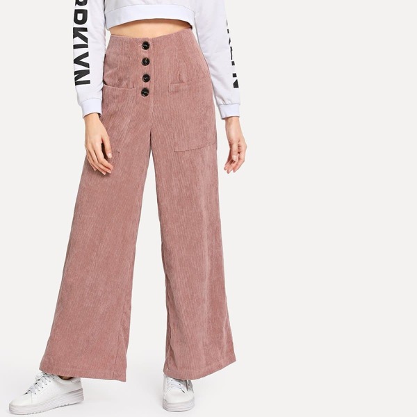 

Button Fly Pocket Front Corduroy Pants