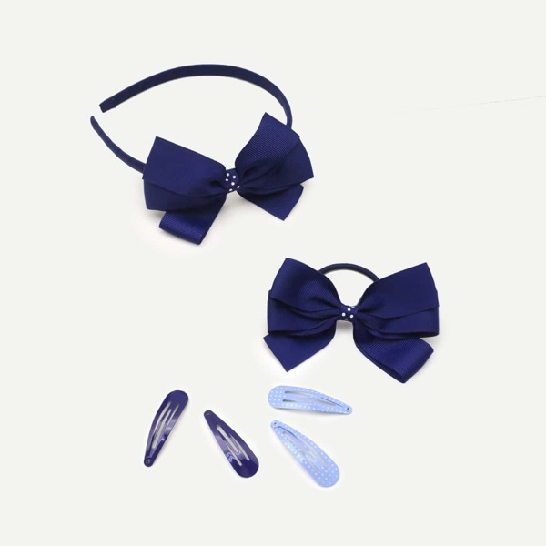 

Girls Bow Decorated Hair Accessories Set 6pcs