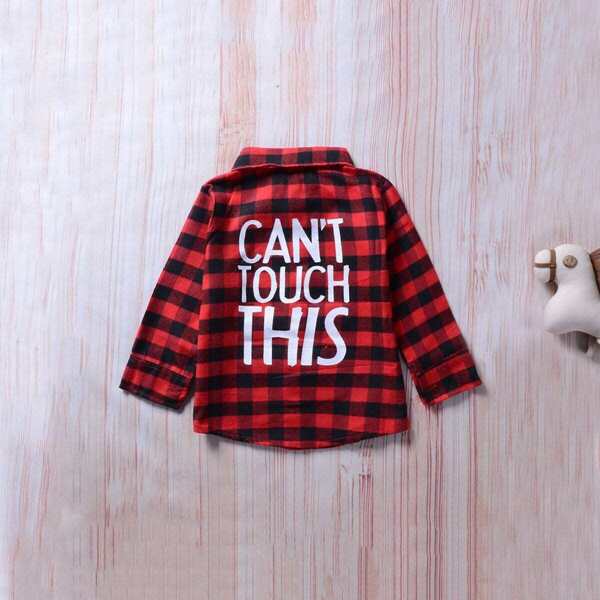 

Toddler Boys Slogan Buffalo Plaid Shirt, Red