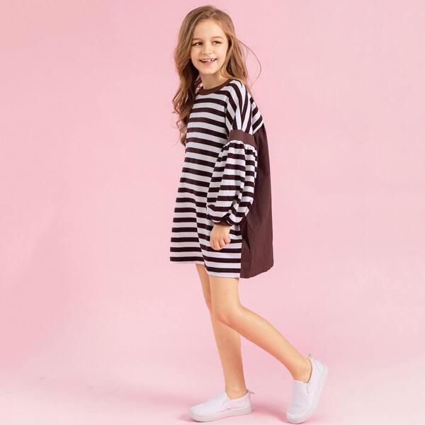 

Girls Bishop Sleeve Striped Sweatshirt