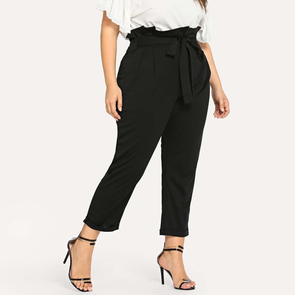 

Plus Self Tie Waist Pant, Black