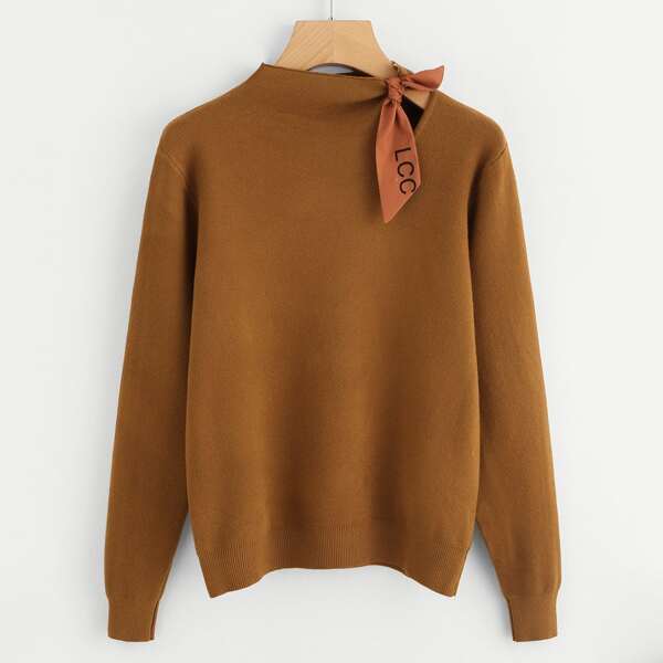 

Plus Self Tie Neck Sweater