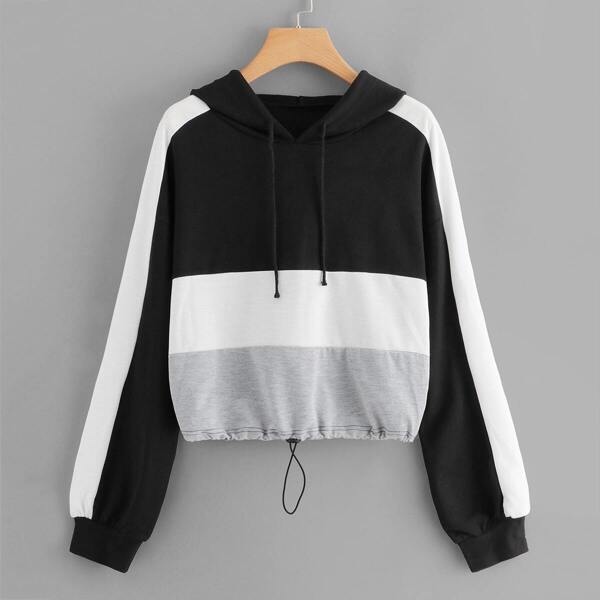 

Color-Block Drawstring Hoodie, Multicolor