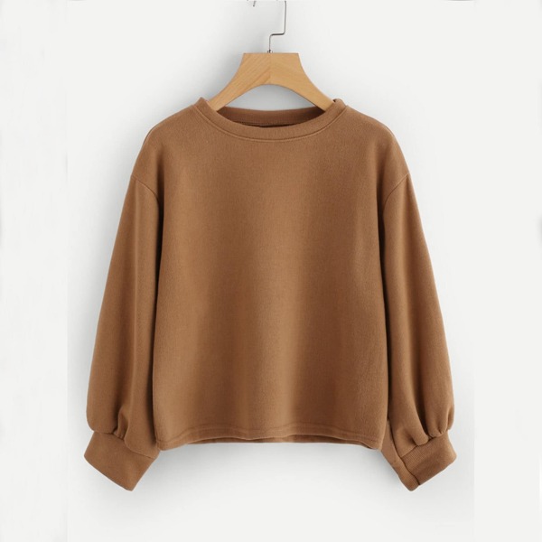 

Plus Drop Shoulder Solid Sweatshirt, Camel