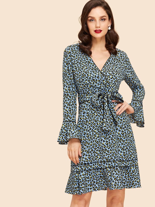 

Платье с капюшоном Leopard Print Flounce, Julie H.