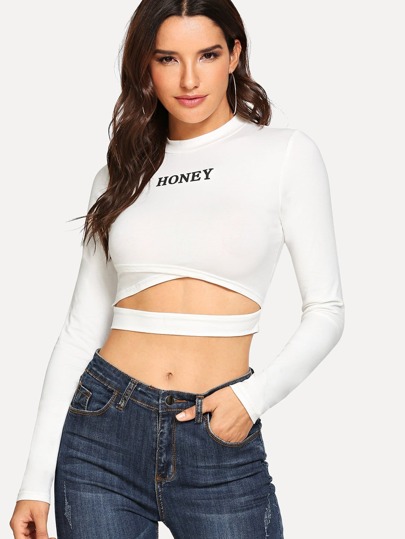Camiseta corta de manga larga con aberturas