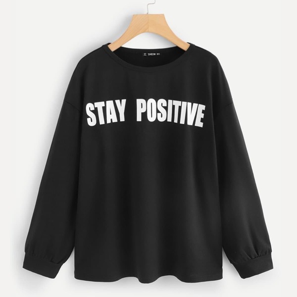 

Plus Letter Print Front Sweatshirt