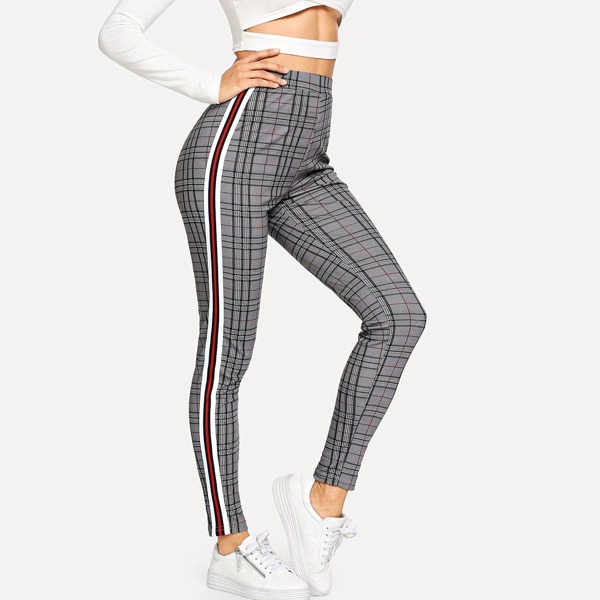 

Waist Elastic Plaid Pants