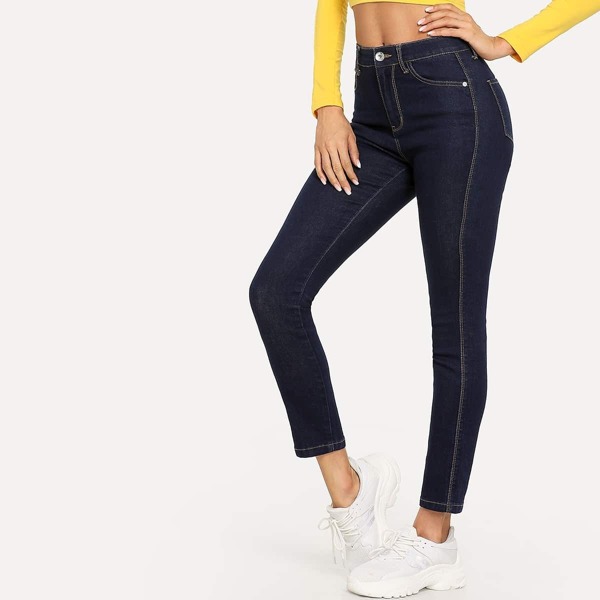 

Dark Wash Contrast Stitch Jeans