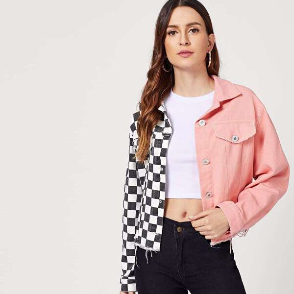 

Two Tone Flap Pocket Buttoned Jacket, Multicolor