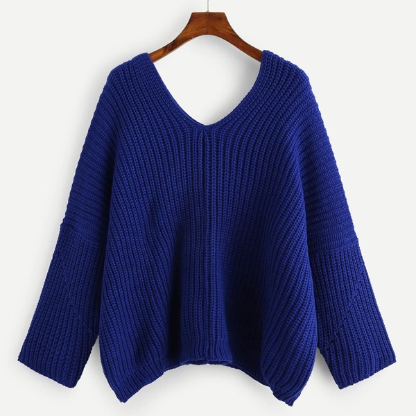 

Double V Neck Solid Sweater
