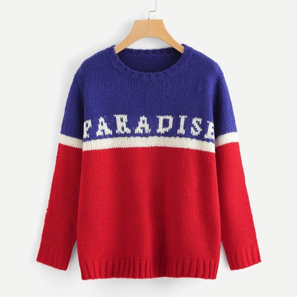 

Cut and Sew Letter Sweater, Multicolor