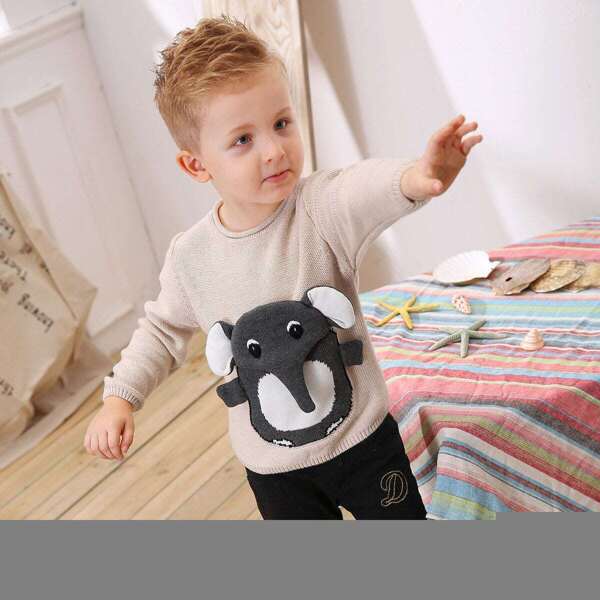 

Toddler Boys Elephant Pattern Sweater