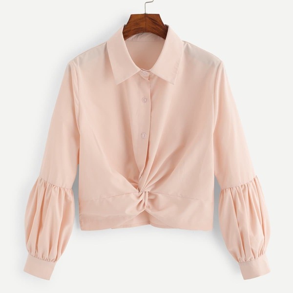 

Twist Front Solid Blouse