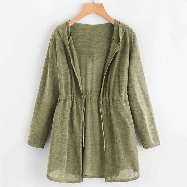 

Drawstring Waist Hoodie Cardigan