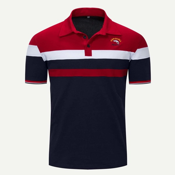 

Men Embroidery Cut And Sew Panel Polo Shirt