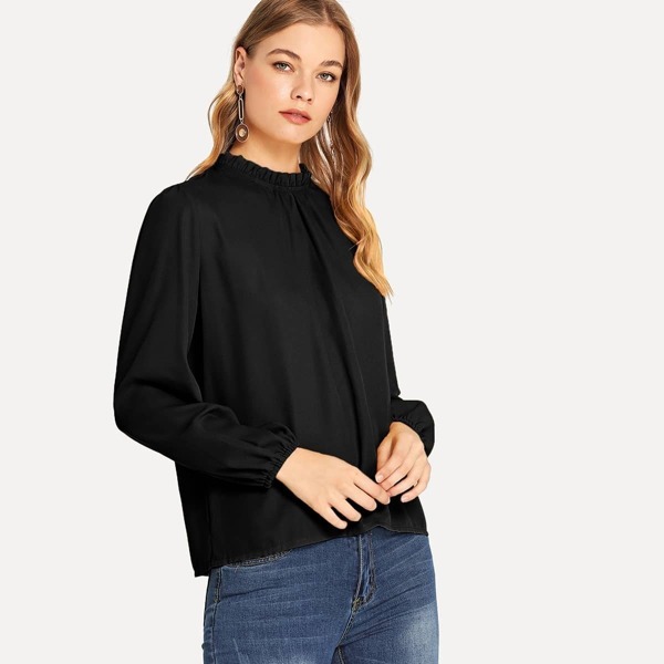 

Frill Detail Solid Top, Black