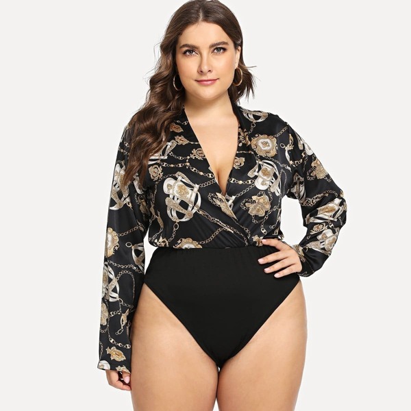 

Plus Surplice Front V Neck Bodysuit