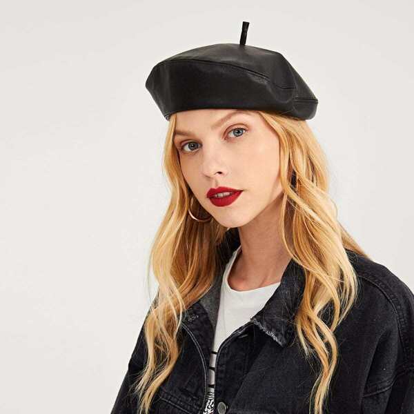 

PU Plain Beret Hat