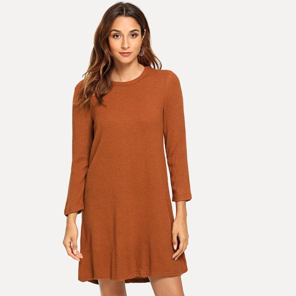 

Solid Rib-knit Dress