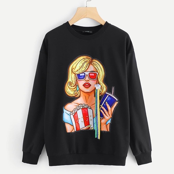 

Figure Print Sweatshirt, Black