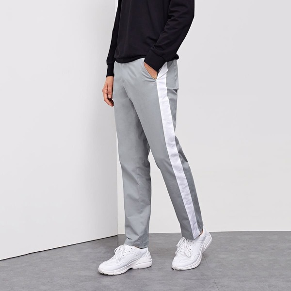 

Men Slant Pocket Striped Joggers