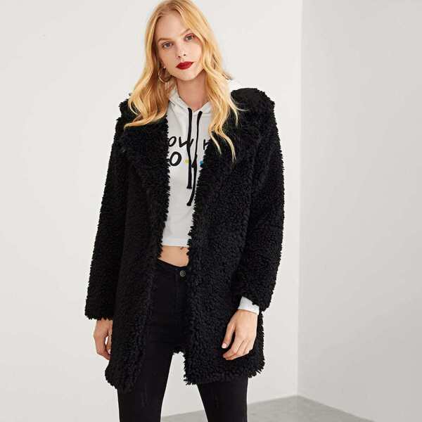 

Solid Faux Fur Coat