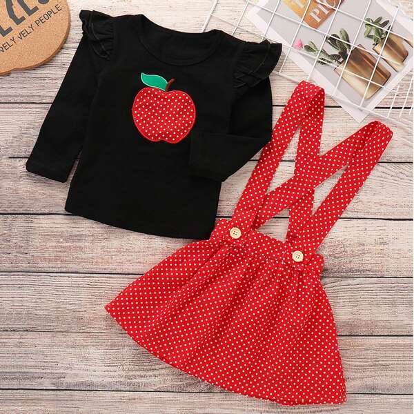 

Toddler Girls Embroidered Tee With Pinafore Dress, Multicolor