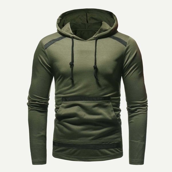 

Men Tape Detail Hooded Sweatshirt, Army green