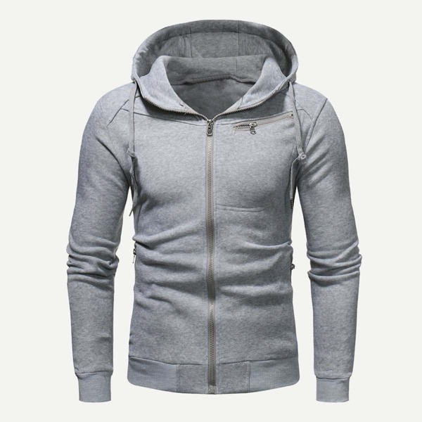 

Men Solid Hooded Sweatshirt, Grey