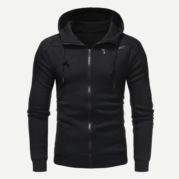 

Men Solid Hooded Sweatshirt, Black