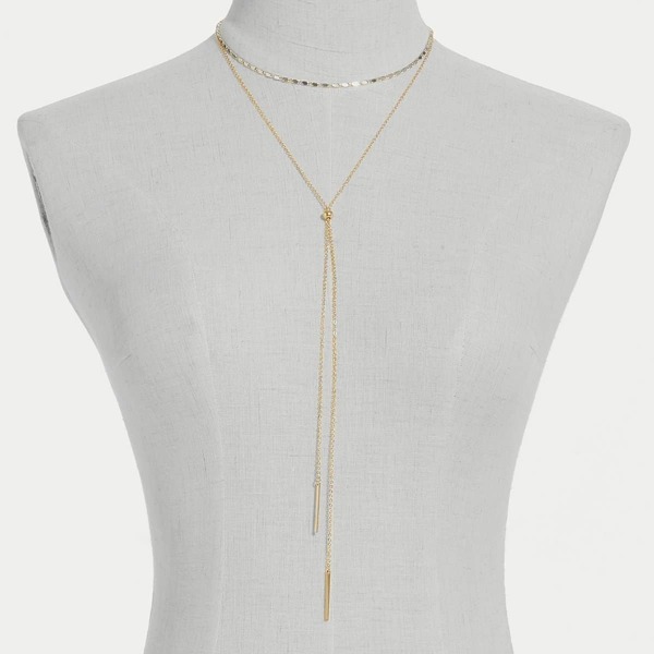 

Bar & Bead Decor Layered Chain Y-Necklace