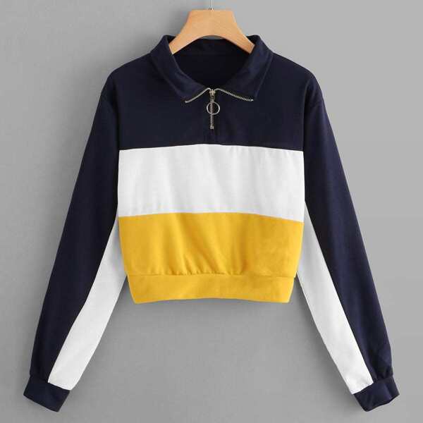 

Color Block Quarter Zip Sweatshirt, Multicolor