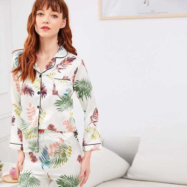 

Tropical Print Button Up Pajama Set