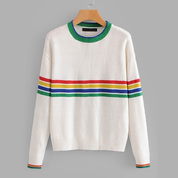 

Contrast Stripe Trim Jumper