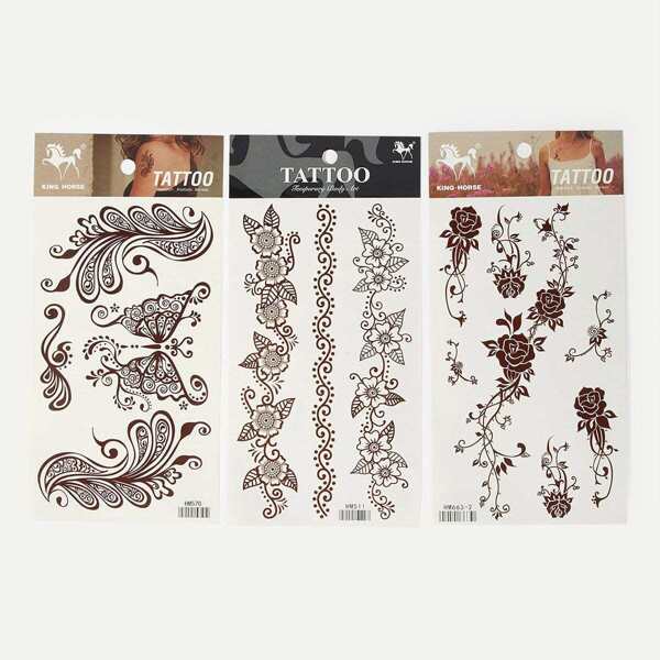 

Flower & Butterfly Tattoo Sticker 3pcs