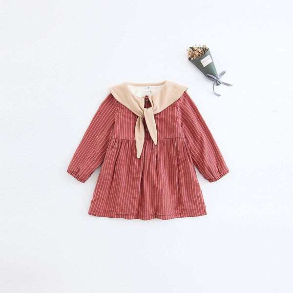 

Girls Knot Front Striped Dress
