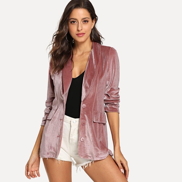 

Shawl Collar Velvet Blazer